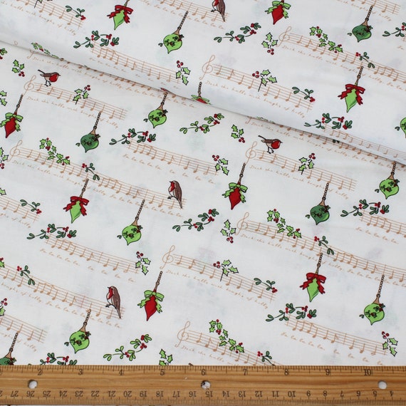 per 1//2 metre//FQ Black//multicoloured musical notes fabric 100/% COTTON