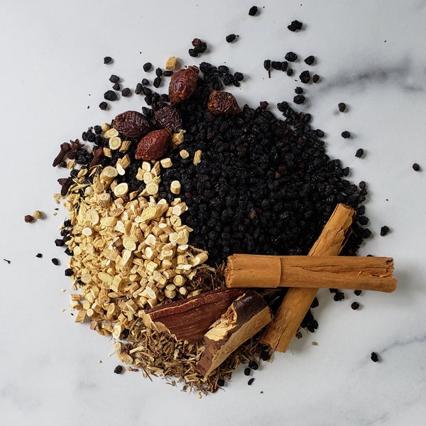 Organic Elderberry Syrup Kit | Dried Herbs | Family Size