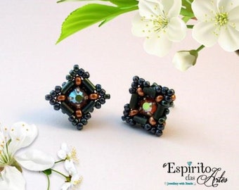 Padrão de miçangas DIY, tutorial de brincos, tutorial de joias