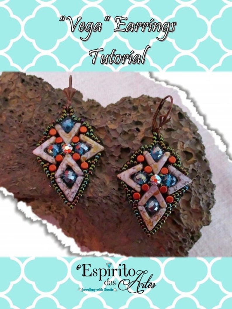 DIY Beading Pattern, Vega Earrings Tutorial, Jewellery Tutorial image 1