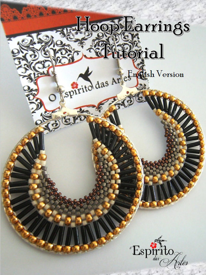 DIY Beading Pattern, Hoop Earrings Tutorial, Jewellery Tutorial image 1