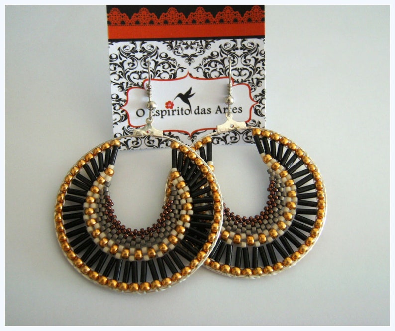 DIY Beading Pattern, Hoop Earrings Tutorial, Jewellery Tutorial image 3