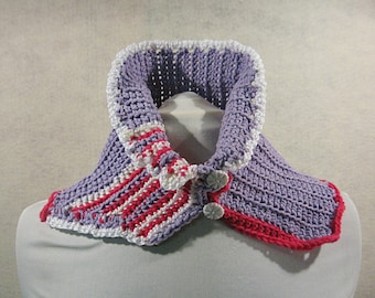 Crochet Neck Warmer Neck Wrap Cowl Scarf Lavender Red White Neck Warmer Hand Crochet Handmade Winter Accessories Holiday Gift for Her