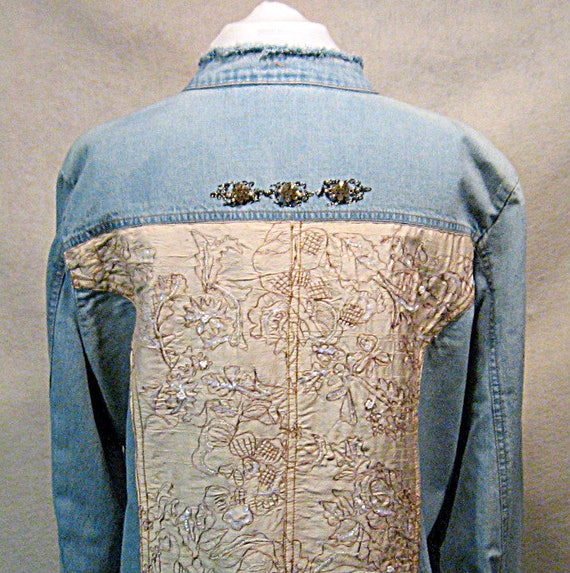 chicos embellished denim jacket