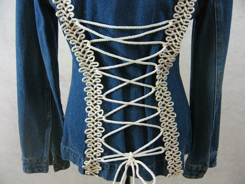Denim Jacket Lace Up Corset Back Upcycled Restyled Festival | Etsy