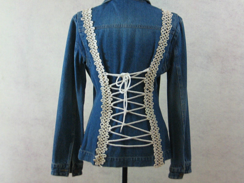 Denim Jacket Lace up Corset Back Upcycled Restyled Festival Clothing
