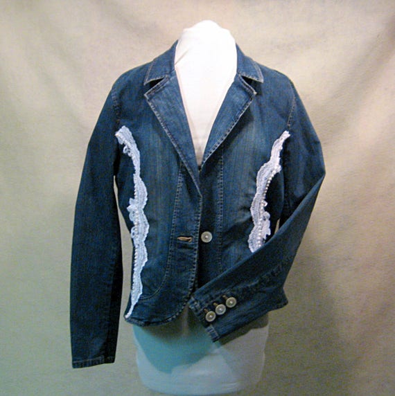 pearl embellished denim jacket