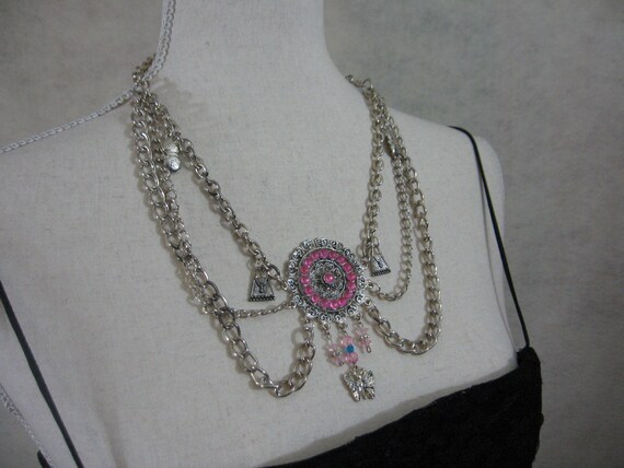 Boho Silver Necklace, Bohemian Gypsy Hippie Jewel… - image 3