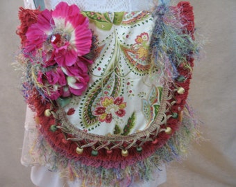 Gypsy Fringed Bag, Boho Bohemian Hippie Festival Bag, Beaded and Fringed Bag, Boho Accessories, Music Festival, Magnolia Cottage Core
