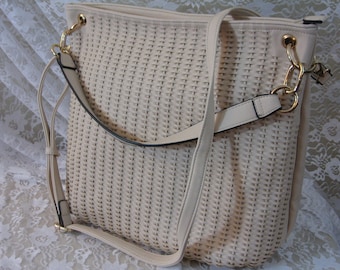 Oversized Tote Bag Crossbody Purse Top Handle, Textured Faux Leather Bag, Fall Winter Accessories Winter White Urban Streetwear Weekend Tote