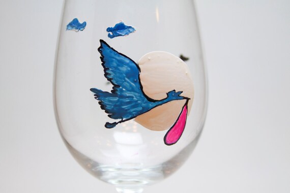 Hand Painted Wine Glass Shower Gifts Baby Shower Etsy