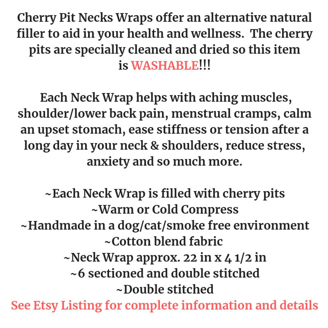 Cherry Pit Heating Pad Cherry Pit Neck Wrap Microwavable Etsy
