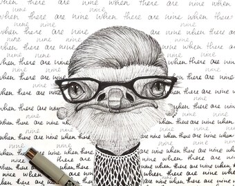 When There Are Nine Ostrich Dragimal 8x10 Fine Art Print
