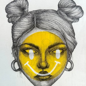 Fake Happy 8x8 Fine Art Print on Archival Paper