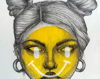 Fake Happy 8x8 Fine Art Print on Archival Paper