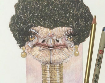 GOLDEN GAWDESS Ostrich Dragimal 8x10 Fine Art Print