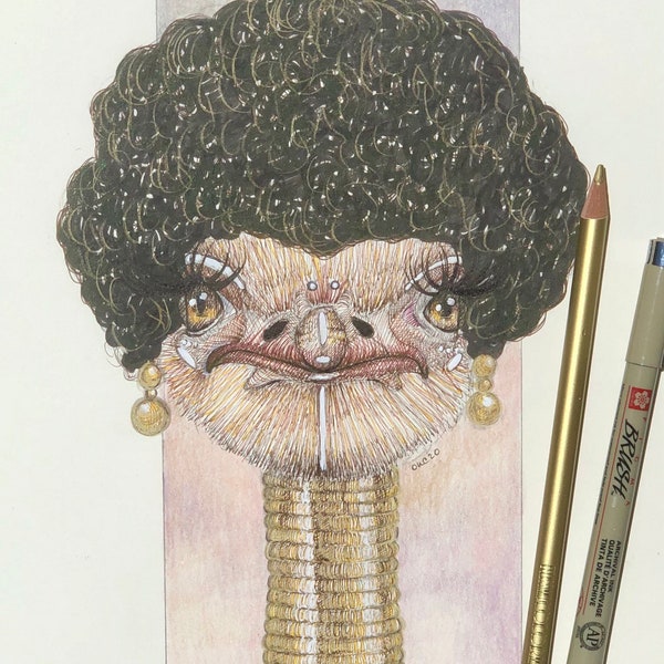 GOLDEN GAWDESS Ostrich Dragimal 8x10 Fine Art Print