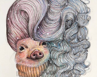 Galactic PIggy Dragimal 8x10 Fine Art Print