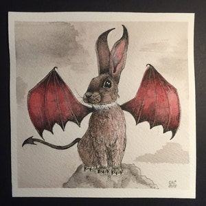 Mini Devil Bunny Halloween Print Epson Velvet Fine Art Paper 5x5