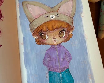 Maknae en la cima (de tu cabeza) Ilustración Impresión artística de 5x7 pulgadas en papel de archivo