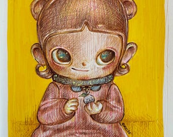 Golden Graham: un'illustrazione originale di un personaggio ispirato a Zsiga, stampa artistica 5x7 su carta d'archivio