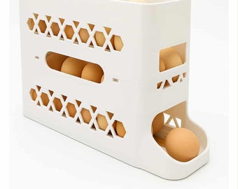 3D Printed Egg Holder | Stackable Egg Storage Rack | Row Kitchen Organizer | Fridge & Countertop Egg Tray | Farm Stand | Egg Dispenser