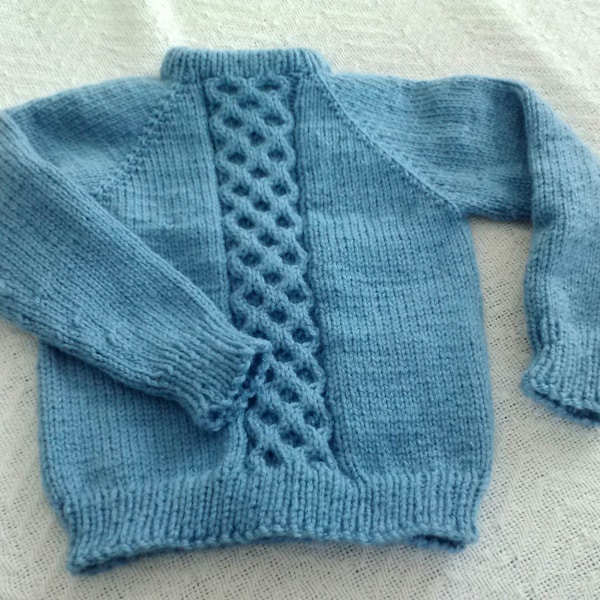 Child’s Lattice-Front Pullover in Country Blue