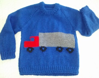 Child's Tractor Trailer Pullover on Blue