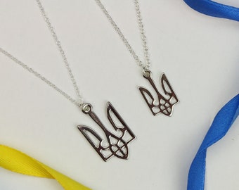 Ukraine Symbol Truzyb Necklace - Ukrainian Trident - Sterling Silver Chain - Ukraine style jewelry, Gift for Ukrainian, Symbol of Ukraine