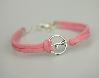 Yoga charm bracelet Tree pose yoga charm Suede bracelet Gift for yoga lover Faux leather bracelet adjustable Gift for her Fitness bracelet