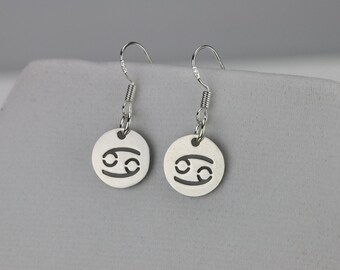 Cancer earrings Zodiac jewelry Horoscope cancer sign Zodiac star sign July birthday gift June zodiac sign Horoscope jewelry Gift for Cancer