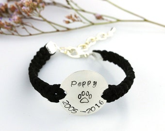 Pet memorial bracelet Hand stamped Cat memorial bracelet Paw print jewelry Personalized dog memorial bracelet Remembrance jewelry Pet loss