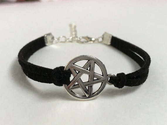 pentagram bracelet pentacle bracelet Silver Pagan Charm Bracelet gothic bracelet