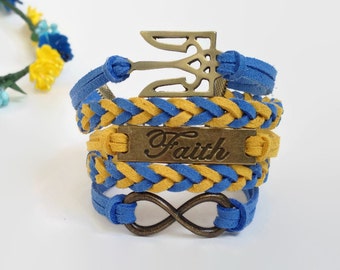 Ukraine symbol bracelet Trident bracelet Faith infinity bracelet Ukraine flag bracelet Ukraine jewelry Ukraine gift Blue yellow bracelet