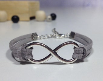 Bridesmaid infinity bracelet Bridesmaid suede bracelet 24 Colors Big infinity bracelet Silver charm bracelet Friendship leather bracelet