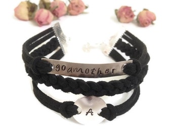 Hand stamped godmother bracelet Baptism gift for godparents Christening jewelry Confirmation bracelet Custom baptism gift Godmother jewelry