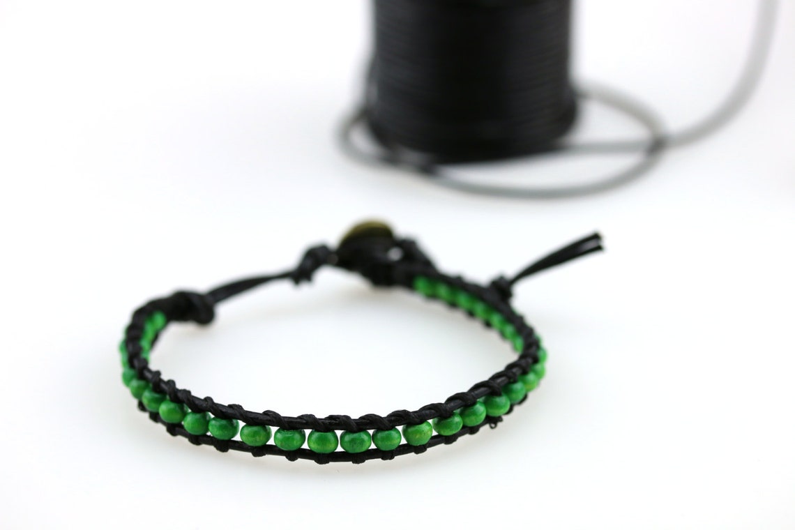 Olive Green Bracelet Green Leather Wrap Bracelet Fall Leather Etsy