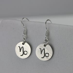 Capricorn earrings Zodiac sign jewelry Capricorn star sign January birthday gift Astrology jewelry Silver earhooks Gift for girlfriend