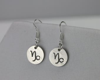 Capricorn earrings Zodiac sign jewelry Capricorn star sign January birthday gift Astrology jewelry Silver earhooks Gift for girlfriend