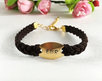 Three initials bracelet personalized Hand stamped oval tag bracelet Id bracelet Initial jewelry for women Hand stamped friendship bracelet