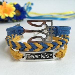 Ukraina treudd orädd armband Orädd tryzub armband Orädd smycken Ukraina gåva Unisex Ukraina armband Armband för män för kvinnor