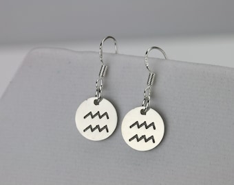 Aquarius earrings Zodiac sign jewelry Aquarius sign star February birthday gift January zodiac sign Horoscope jewelry Gift for Aquarius