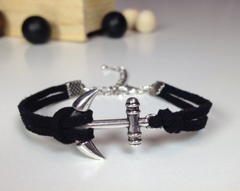 Silver anchor bracelet 24 colors Marine bracelet Anchor charm bracelet Silver anchor jewelry Silver nautical bracelet Anchor bracelet unisex