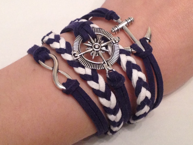 Anchor Compass Infinity Bracelet Bracelet Blue White Colors Etsy