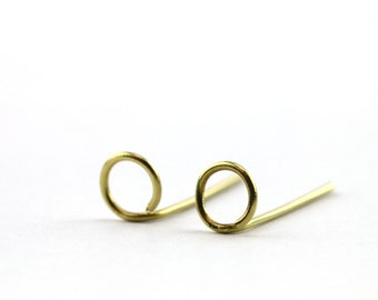 Brass circle wire earrings Open ring studs Circle post earrings Brass wire earrings 22 anniversary gift for women Brass minimal earrings