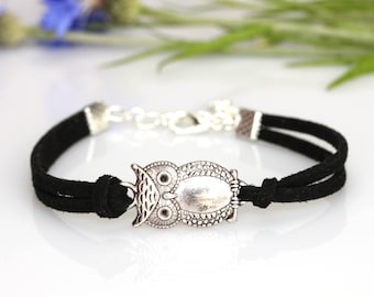 Silver owl charm bracelet Women owl bracelet Owl accessories Animal bracelet Owl lover gift Bird bracelet Nature jewelry Friendship bracelet