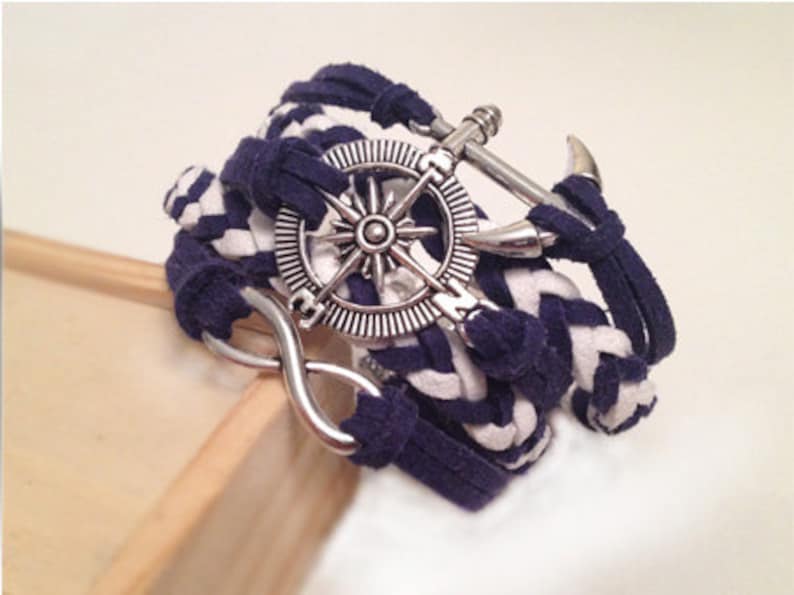 Anchor Compass Infinity Bracelet Bracelet Blue White Colors Etsy
