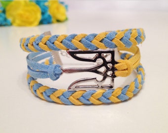 Ukraine symbol Trident bracelet Ukraine flag bracelet Friendship charm bracelet Ukraine jewelry Ukraine gift Jewelry trending now