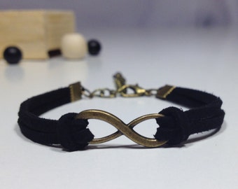 Small bronze infinity bracelet 24 colors Antique bronze infinity charm bracelet Infinity jewelry women Bridesmaid gift Friendship infinity