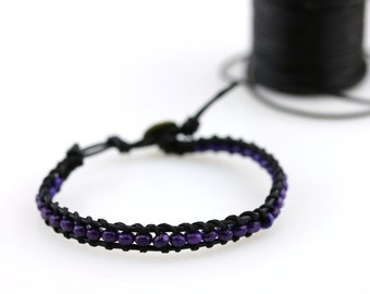 Dark purple beads bracelet Purple wooden bead wrap bracelet Purple bridesmaid bracelet Beaded boho bohemian leather bracelet Purple wedding